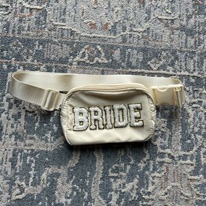 Bride Embellished Cream Belt Bag